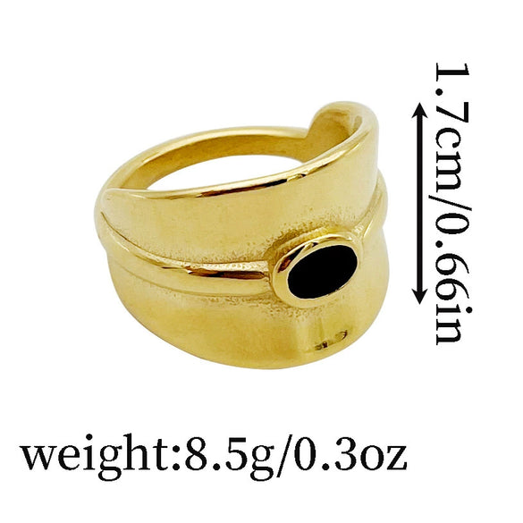 Retro Light Luxury Geometric Stainless Steel 18K Goldplated Ring