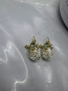 Retro Light Luxury Metal Flower Earrings With Resin Rose And Butterfly Design For Women