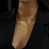 Retro Light Luxury Natural Turquoise Titanium Steel Snake Bone Chain Necklace With Geometric Design And Electroplating