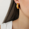 Retro Light Luxury Niche Design 316L Stainless Steel Gold Plated Geometric C Shaped Glazed Dripping Oil Earrings For Women