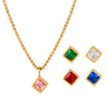 Retro Light Luxury Square Mixed Gem Inlay Multicolor Zircon Pendant 316L Stainless Steel Necklace Jewelry With Electroplating And Geometric Design