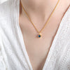 Retro Light Luxury Square Mixed Gem Inlay Multicolor Zircon Pendant 316L Stainless Steel Necklace Jewelry With Electroplating And Geometric Design