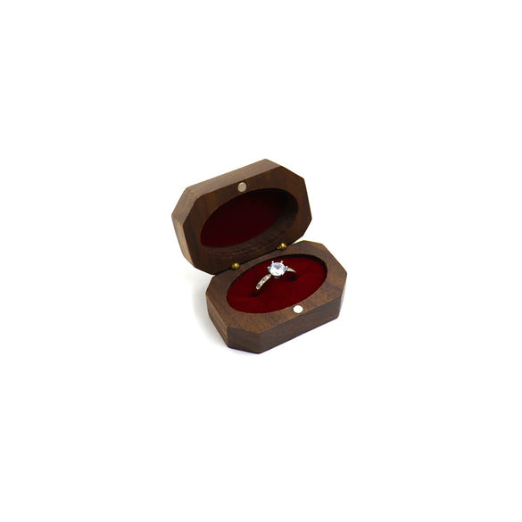 Retro Light Luxury Wooden Proposal And Wedding Ring Box High Grade Diamond Ring Storage Case With Long Inverted Inner Ellipse Shape
