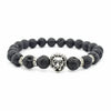 Retro Lion Alloy Volcanic Rock Stone Beaded Unisex Bracelets