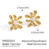 Retro Literary Fresh Flower Pearl Stainless Steel Earrings For Girls Electroplated Waterproof Non Fading Non Allergenic