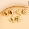 Retro Love Heart Shape Stainless Steel Earrings With Electroplating For Women