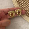 Retro Love Heart Shape Stainless Steel Earrings With Electroplating For Women