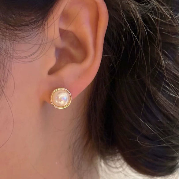 Retro Love Pearl Earrings For Women Zinc Alloy Material With Heart Pattern And Electroplating Process
