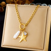 Retro Love Sticky Pearl Collarbone Necklace With Pink Flower And Bow Stainless Steel O Word Chain Electroplated