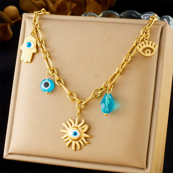 Retro Love Sticky Pearl Collarbone Necklace With Pink Flower And Bow Stainless Steel O Word Chain Electroplated