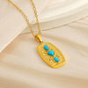 Retro Love Turquoise 316L Stainless Steel And 316L Stainless Steel Pendant Geometric Goldplated Necklace