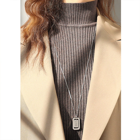 Retro Lucky Chain Heart Necklace 316L Stainless Steel 18K Gold Plated Women's