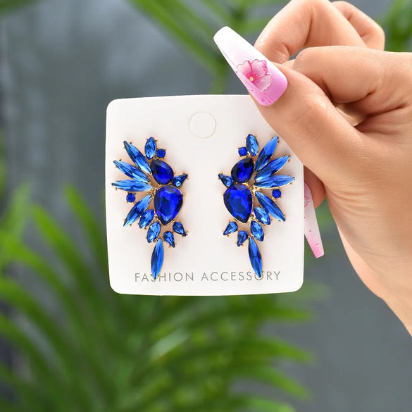 1 Pair Retro Luxurious Shiny Wings Inlay Glass Glass Ear Studs