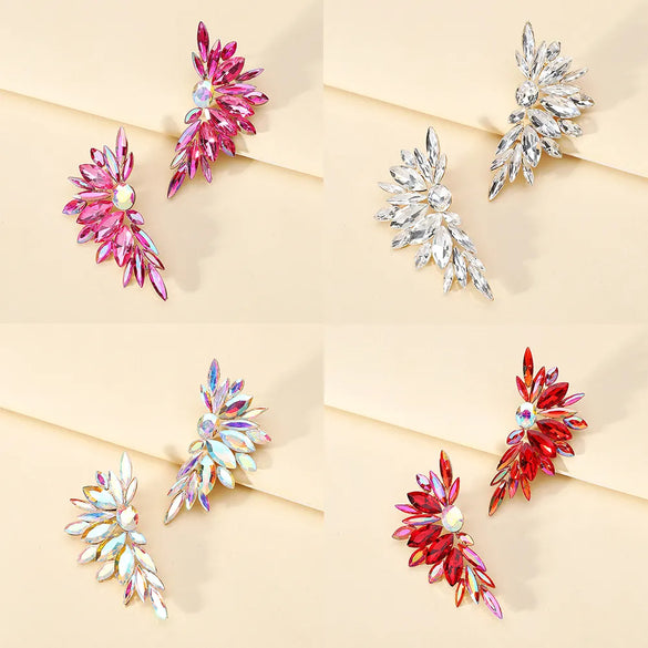 1 Pair Retro Luxurious Shiny Wings Inlay Glass Glass Ear Studs