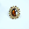 Retro Luxury Alloy Adjustable Open Ring With Crystal Glass Diamond Flower Design For Couples