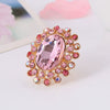 Retro Luxury Alloy Adjustable Open Ring With Crystal Glass Diamond Flower Design For Couples