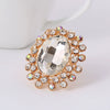 Retro Luxury Alloy Adjustable Open Ring With Crystal Glass Diamond Flower Design For Couples