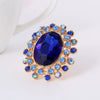 Retro Luxury Alloy Adjustable Open Ring With Crystal Glass Diamond Flower Design For Couples
