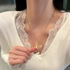 Retro Luxury Fulu Rotating Gourd Pendant Women's Titanium Steel Necklace With Flower Pattern And Electroplating