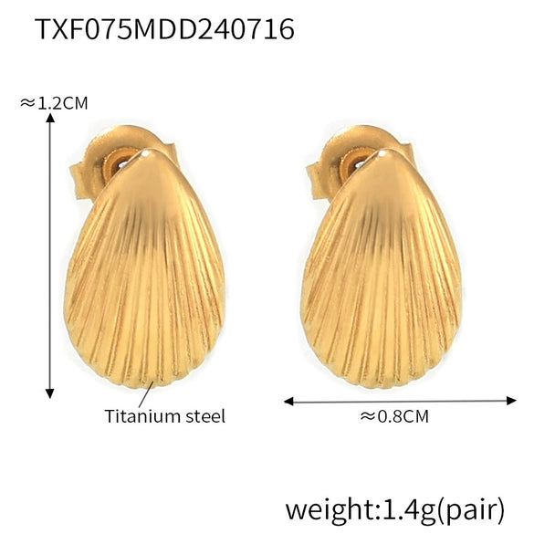 Retro Marine Starfish Shell Pendant Jewelry Set For Women Titanium Steel Electroplated Necklace Earrings Bracelet