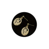 Retro Matte Geometric Carved Copper Earrings With Electroplated Finish And Cartoon Character Style For Women