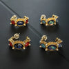Retro Medieval Geometric Blue Gold Plated Alloy Earrings With Silver Ear Posts For Women