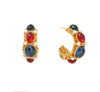 Retro Medieval Geometric Blue Gold Plated Alloy Earrings With Silver Ear Posts For Women