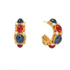 Retro Medieval Geometric Blue Gold Plated Alloy Earrings With Silver Ear Posts For Women