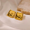Retro Medieval Stainless Steel Goldplated Geometric Earrings Earclip