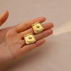 Retro Medieval Stainless Steel Goldplated Geometric Earrings Earclip