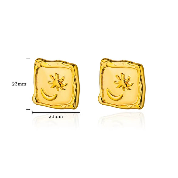 Retro Medieval Stainless Steel Goldplated Geometric Earrings Earclip