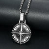 Retro Men's Navigator Compass Pendant Necklace In Stainless Steel With Polishing