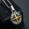 Retro Men's Navigator Compass Pendant Necklace In Stainless Steel With Polishing