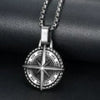 Retro Men's Navigator Compass Pendant Necklace In Stainless Steel With Polishing