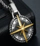 Retro Men's Navigator Compass Pendant Necklace In Stainless Steel With Polishing