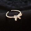 Retro Metal Bow Ring With Microinlaid Pink Zircon Electroplated For Women