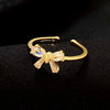 Retro Metal Bow Ring With Microinlaid Pink Zircon Electroplated For Women