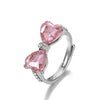 Retro Metal Bow Ring With Microinlaid Pink Zircon Electroplated For Women