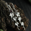 Retro Metal Plant Leaf Vine Diamond Earrings For Women