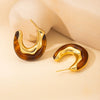 Retro Metallic Amber U Shape Titanium Steel Electroplated Women's Earrings