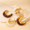 Retro Metallic Amber U Shape Titanium Steel Electroplated Women's Earrings
