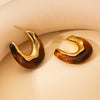 Retro Metallic Amber U Shape Titanium Steel Electroplated Women's Earrings