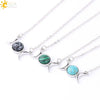 Retro Minimalist Crescent Moon And Sun Pendant Clavicle Necklace With Natural Stone And Electroplated Alloy For Women