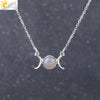Retro Minimalist Crescent Moon And Sun Pendant Clavicle Necklace With Natural Stone And Electroplated Alloy For Women
