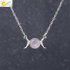 Retro Minimalist Crescent Moon And Sun Pendant Clavicle Necklace With Natural Stone And Electroplated Alloy For Women