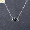 Retro Minimalist Crescent Moon And Sun Pendant Clavicle Necklace With Natural Stone And Electroplated Alloy For Women