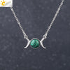 Retro Minimalist Crescent Moon And Sun Pendant Clavicle Necklace With Natural Stone And Electroplated Alloy For Women