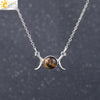 Retro Minimalist Crescent Moon And Sun Pendant Clavicle Necklace With Natural Stone And Electroplated Alloy For Women
