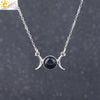 Retro Minimalist Crescent Moon And Sun Pendant Clavicle Necklace With Natural Stone And Electroplated Alloy For Women