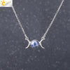 Retro Minimalist Crescent Moon And Sun Pendant Clavicle Necklace With Natural Stone And Electroplated Alloy For Women